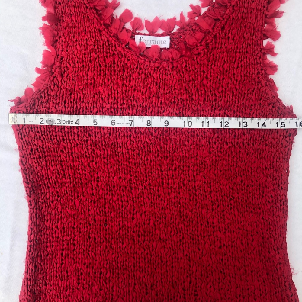 Gianni Ferrante 100% Silk Red Knit Sleeveless Top RARE Small - Picture 13 of 13
